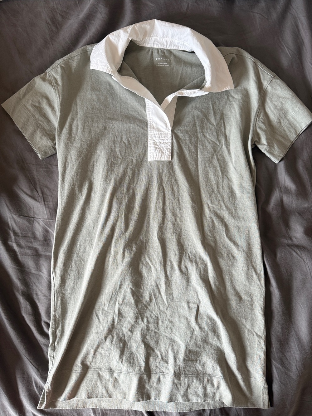 Everlane Sage Green Polo with White Contrast Collar